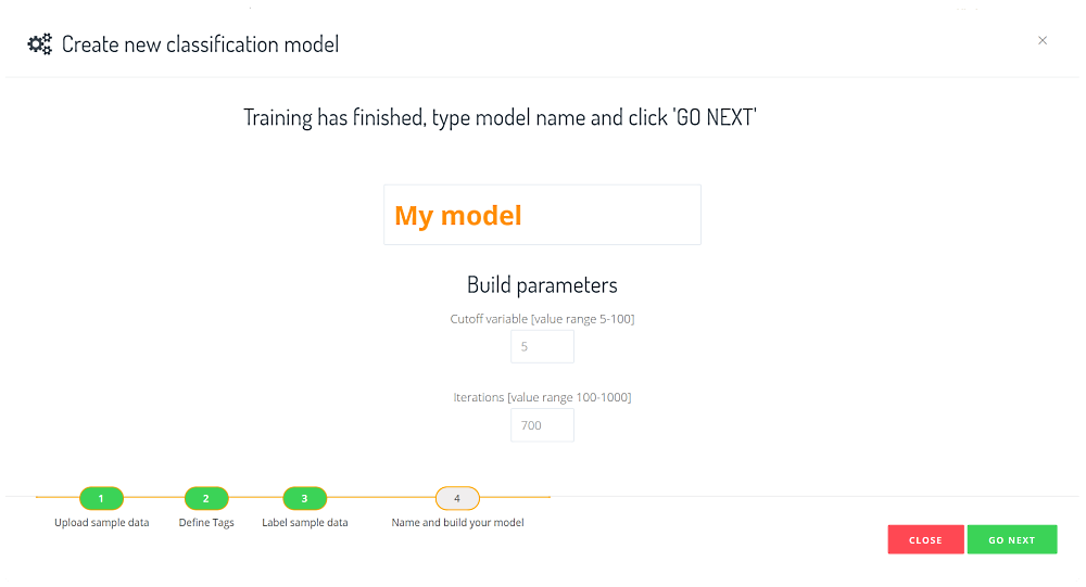 custom model build parameters