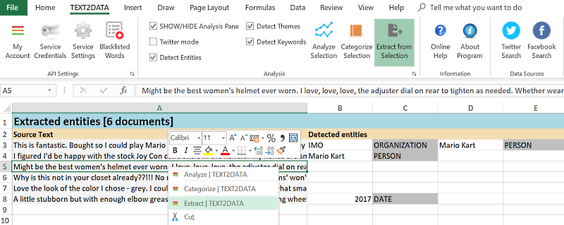 Custom Text extraction excel