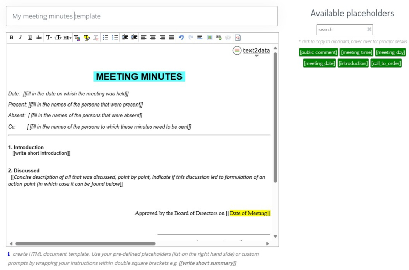 AI document template