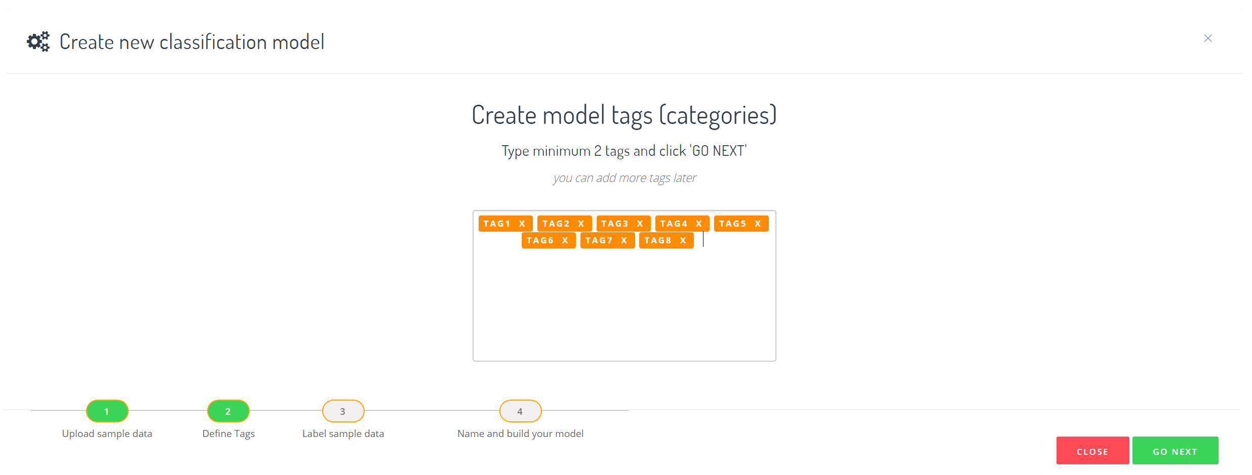 Custom Text Classification tagging