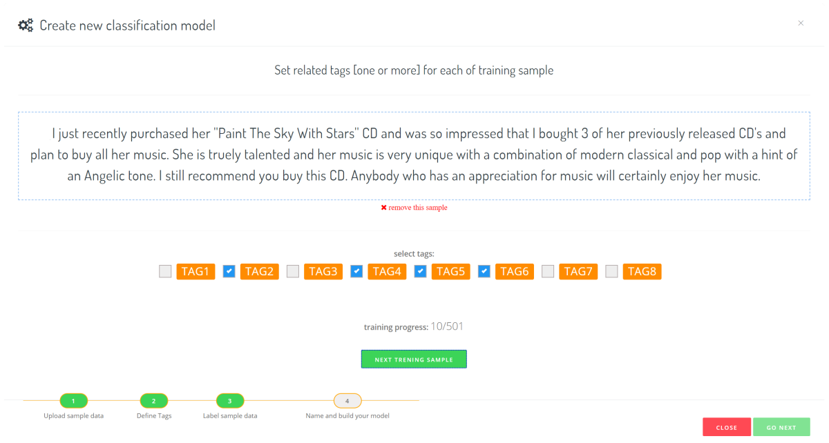 Custom Text Classification training