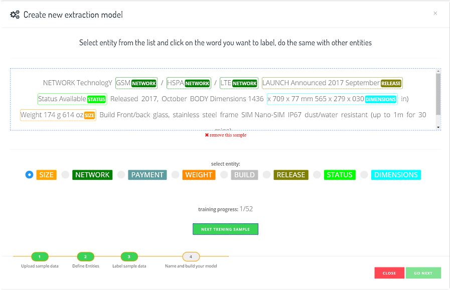 Entity Extraction Model training tool