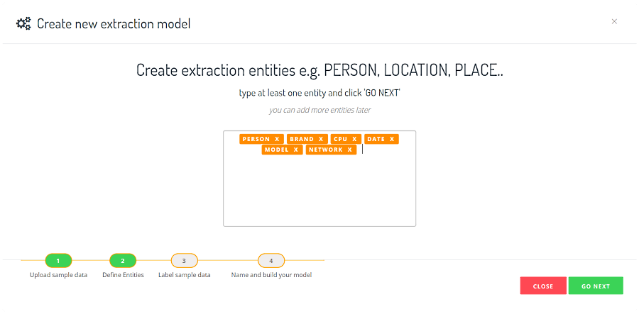 Custom Entity Extraction tagging