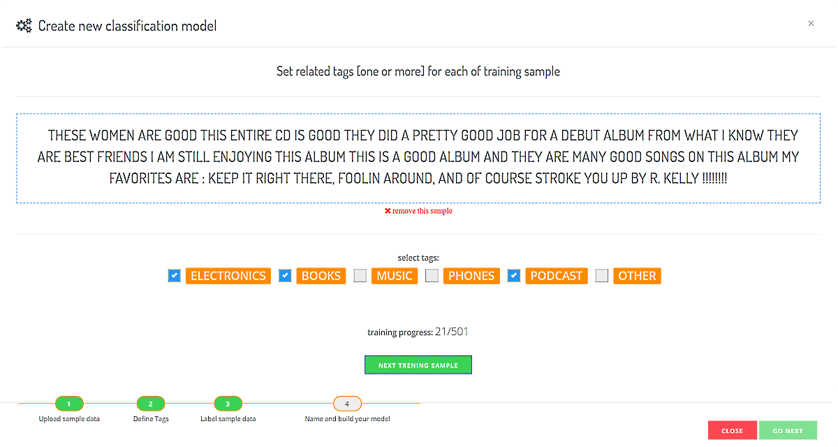 Custom Text Classification Model training tool