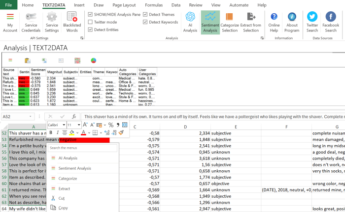 sentiment analysis addin for excel on mac