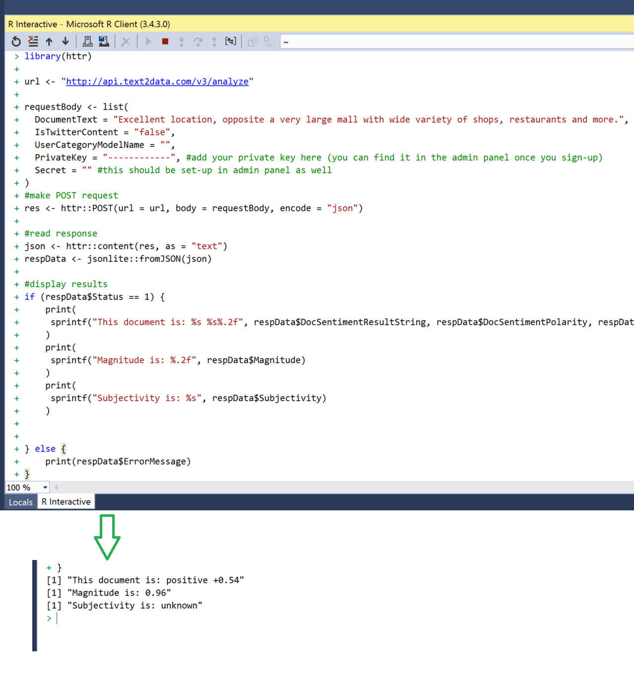 sentiment analysis in R code sample